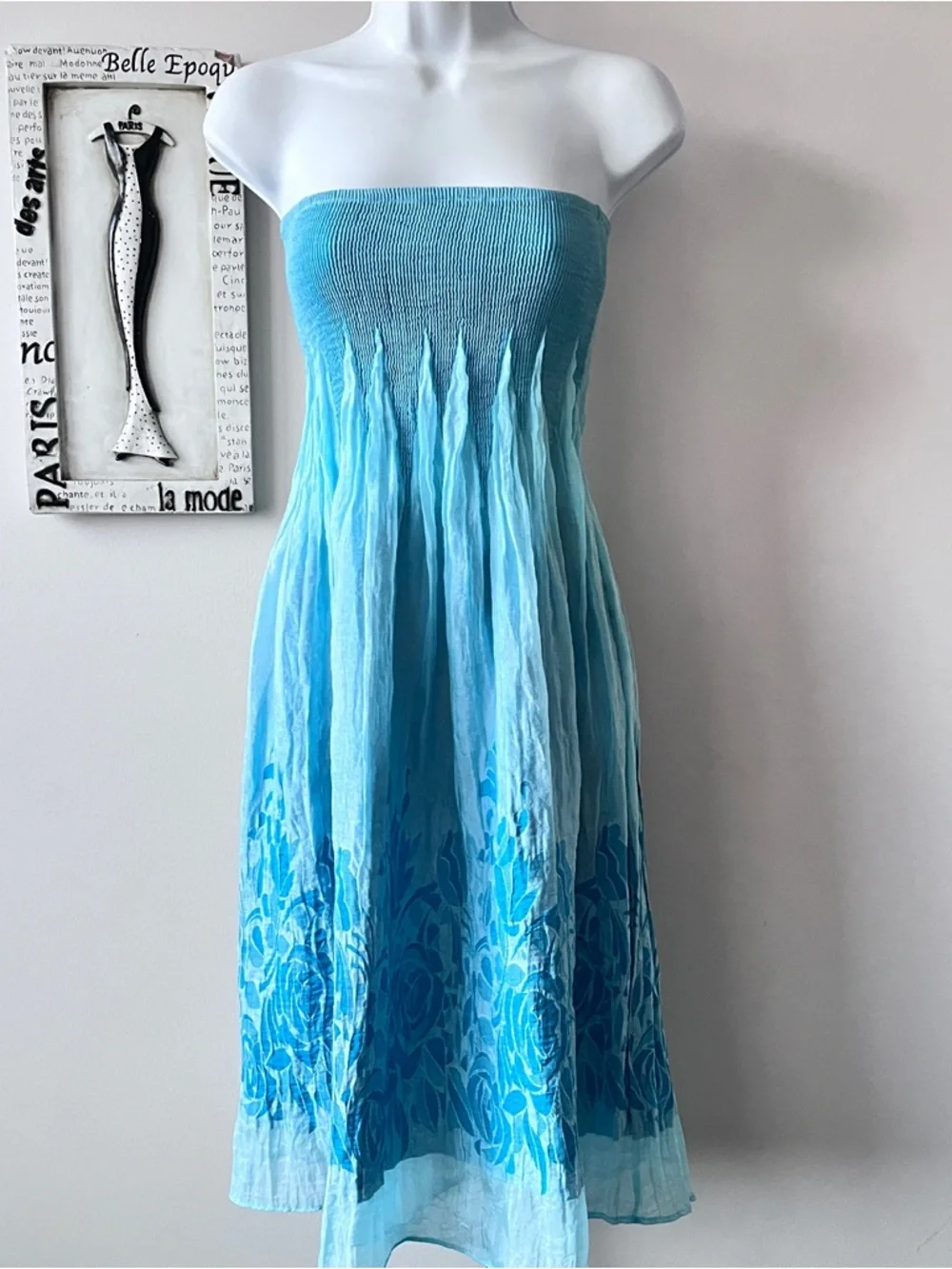blue ombre strapless dress Natalia Blue Ombre Strapless Maxi Dress - S Size - Women's Dresses main image 1